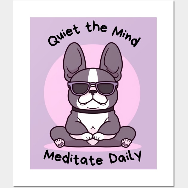 Kawaii Cute Yoga Meditating bullgod Wall Art by AdaMazingDesign